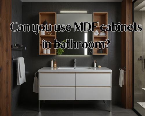 Medium-density fibreboard cabinet in bathroom