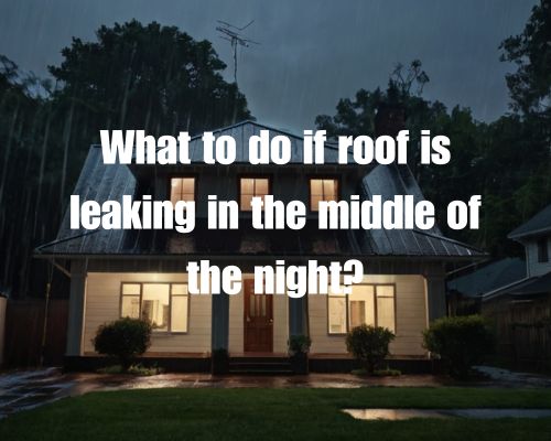 a roof in need of repair while raining in the middle of the night