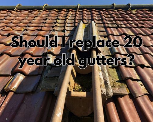 an old roof gutter full of rust