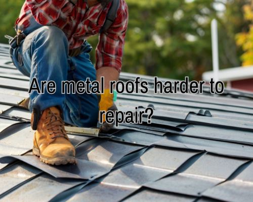 a contractor doing repair on a metal roofing of a home