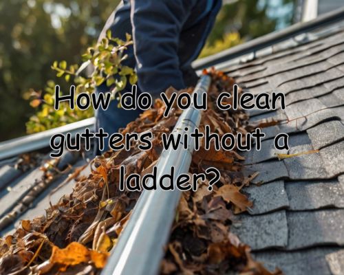 a roofer cleaning out roof gutter without any ladder