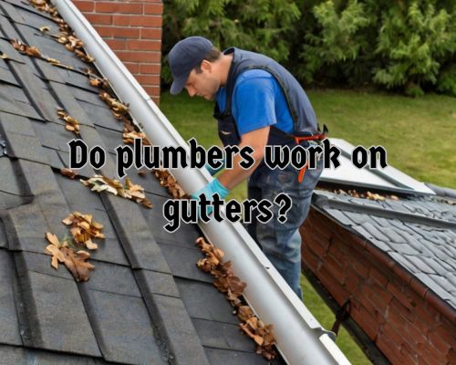 a plumber putting pipes on gutters