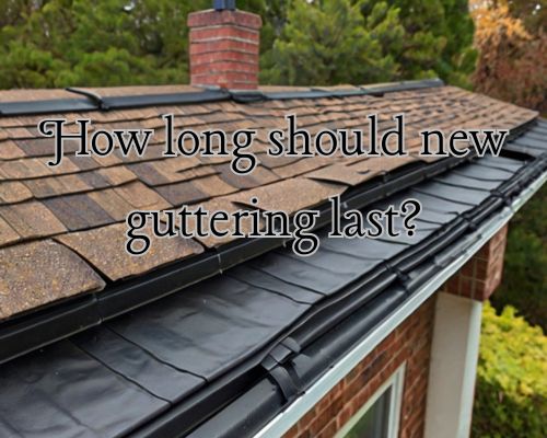 a roof with new guttering