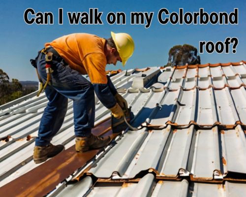 a worker doing maintenance on colorbond roofing