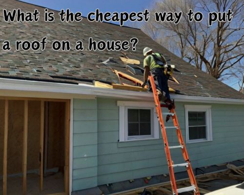 a worker using ladder in replacing roof
