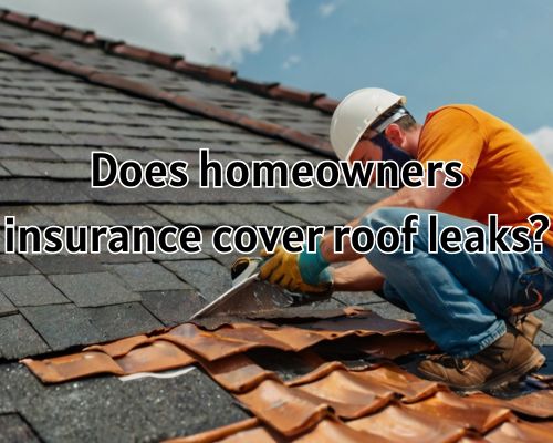 A worker fixes a roof leak using roofing materials
