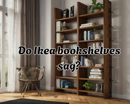 Built-in shelves with plants and books.