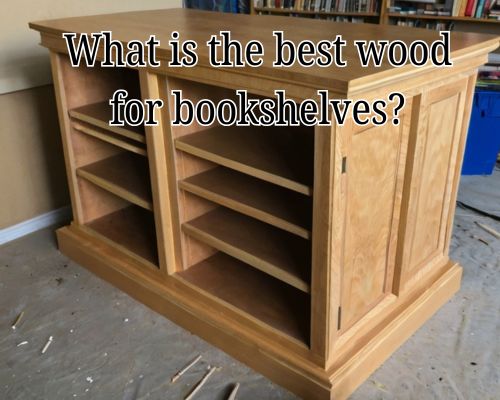 Library case built with oak wood.